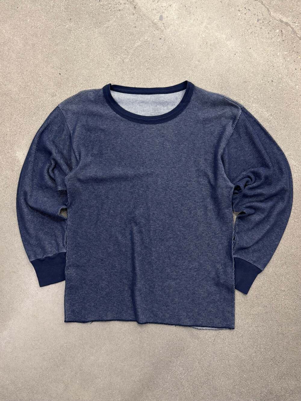 Vintage Blank Waffle-Knit Long Sleeve Thermal Shirt - L
